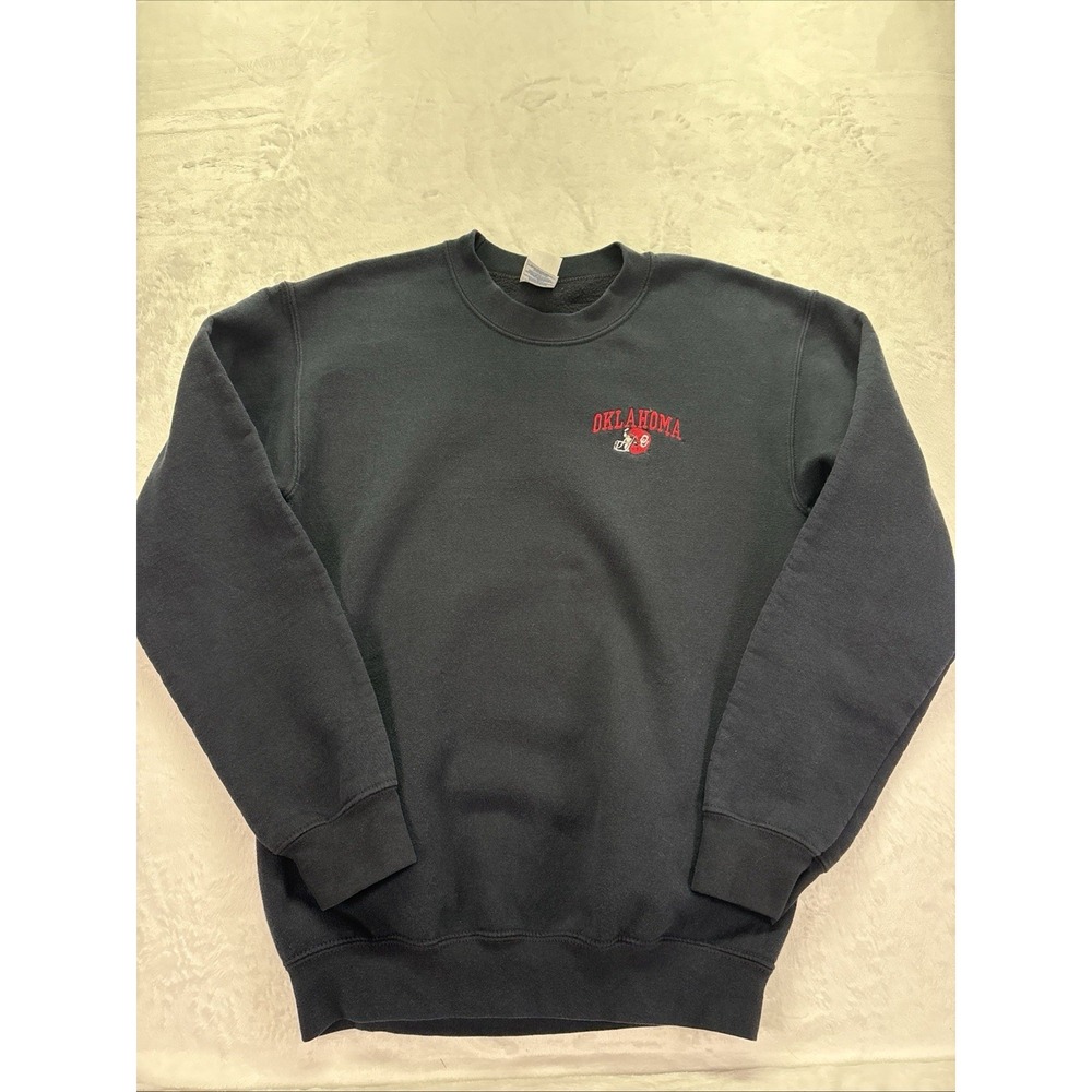 Oklahoma Sooners Crewneck Sweatshirt Mens Small Black Logo Gildan